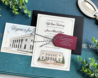 Virginia Post Office Watercolor Wedding Invitation (Virginia is for Lovers) - Design Fee