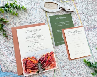 Valley of Fire Watercolor Wedding Invitation - (Nevada) - Design Fee