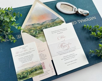 Mountain Watercolor Wedding Invitation (Marshall, North Carolina) - Design Fee