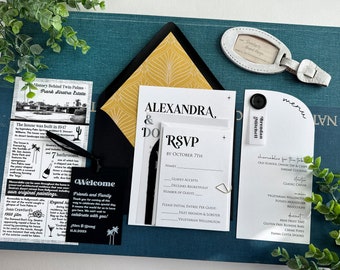 Menus + Place Cards, Fun Facts and Welcome Tags (Art Deco Theme) - Design Fee