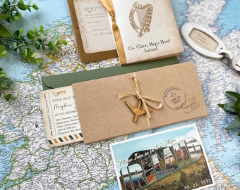 Vintage Travel Boarding Pass Wedding Invitation (Ireland) - Design Fee