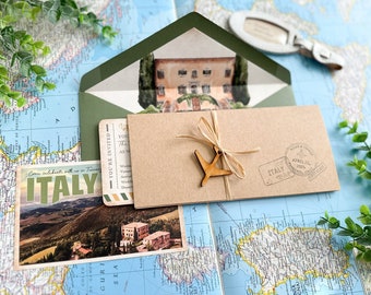 Vintage  Boarding Pass Wedding Invitation (Tuscany, Italy) - Design Fee