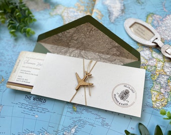 Vintage Boarding Pass Wedding Invitation (Scotland) - Design Fee