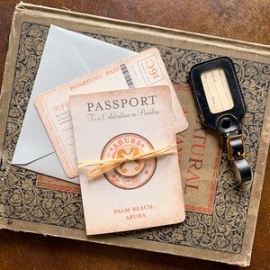 Aruba Passport Destination Wedding Invitation Divi Tree Design Fee image 1