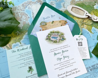 Custom Watercolor Wedding Invitation (Isabela, Puerto Rico) - Design Fee