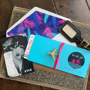 Retro Miami Boarding Pass Wedding Invitation (Florida) - Design Fee