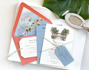 Custom Watercolor Wedding Invitation (Casa Marina Resort, Key West, Florida) - Design Fee