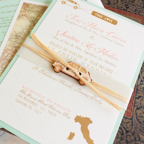Modern Travel Wedding Invitation Italy Design Fee | Etsy