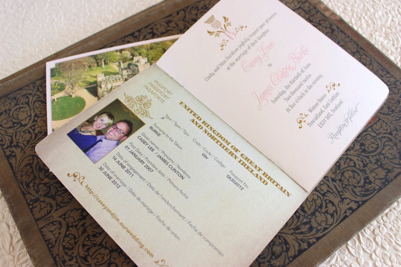 Scotland Crest Passport Wedding Invitation Edinburgh Etsy