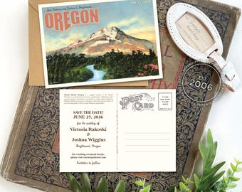 Save the Date - Mt. Hood, Oregon - Vintage Postcard - Design Fee