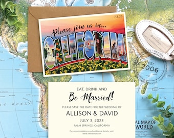 Save the Date - California - Vintage Large Letter Postcard - Design Fee