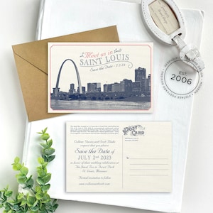 Save the Date - St. Louis, Missouri - Vintage Skyline Postcard - Design Fee