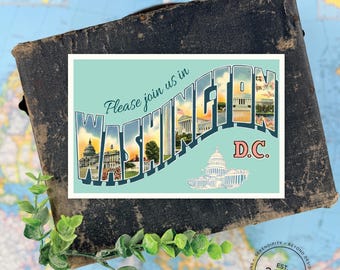 Save the Date - Washington D.C.  - Vintage Large Letter Postcard - Design Fee
