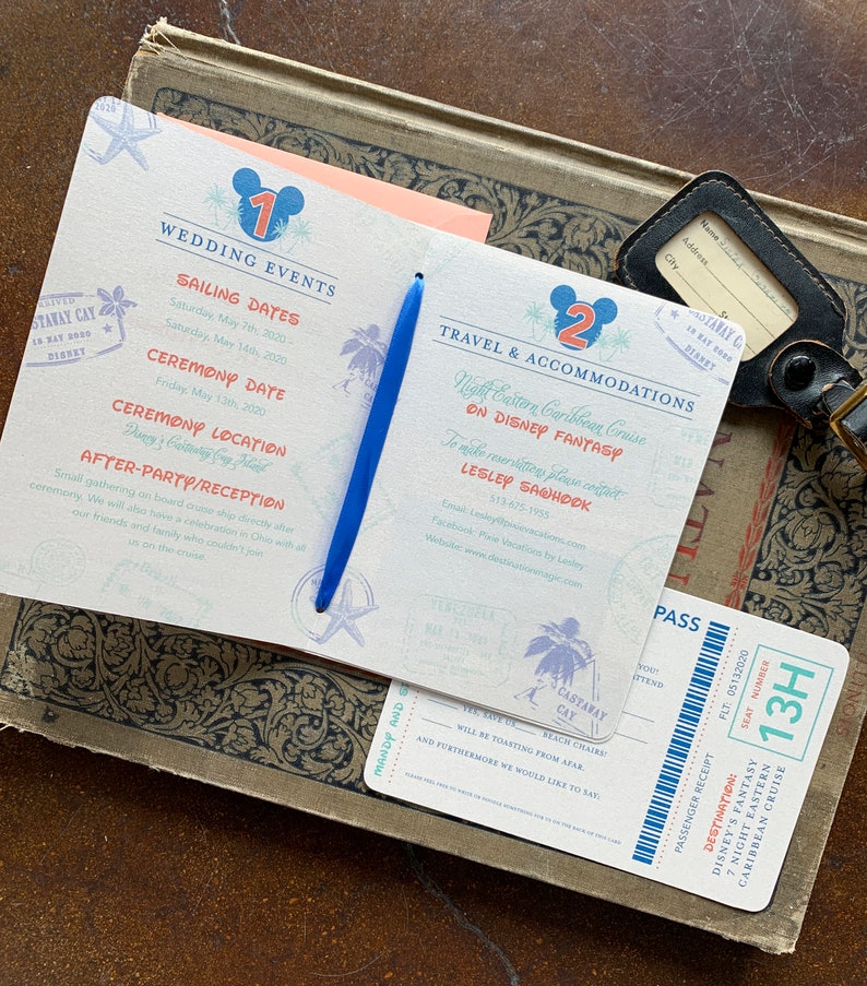 Disney Cruise Passport Wedding Invitation bahamas Castaway Etsy