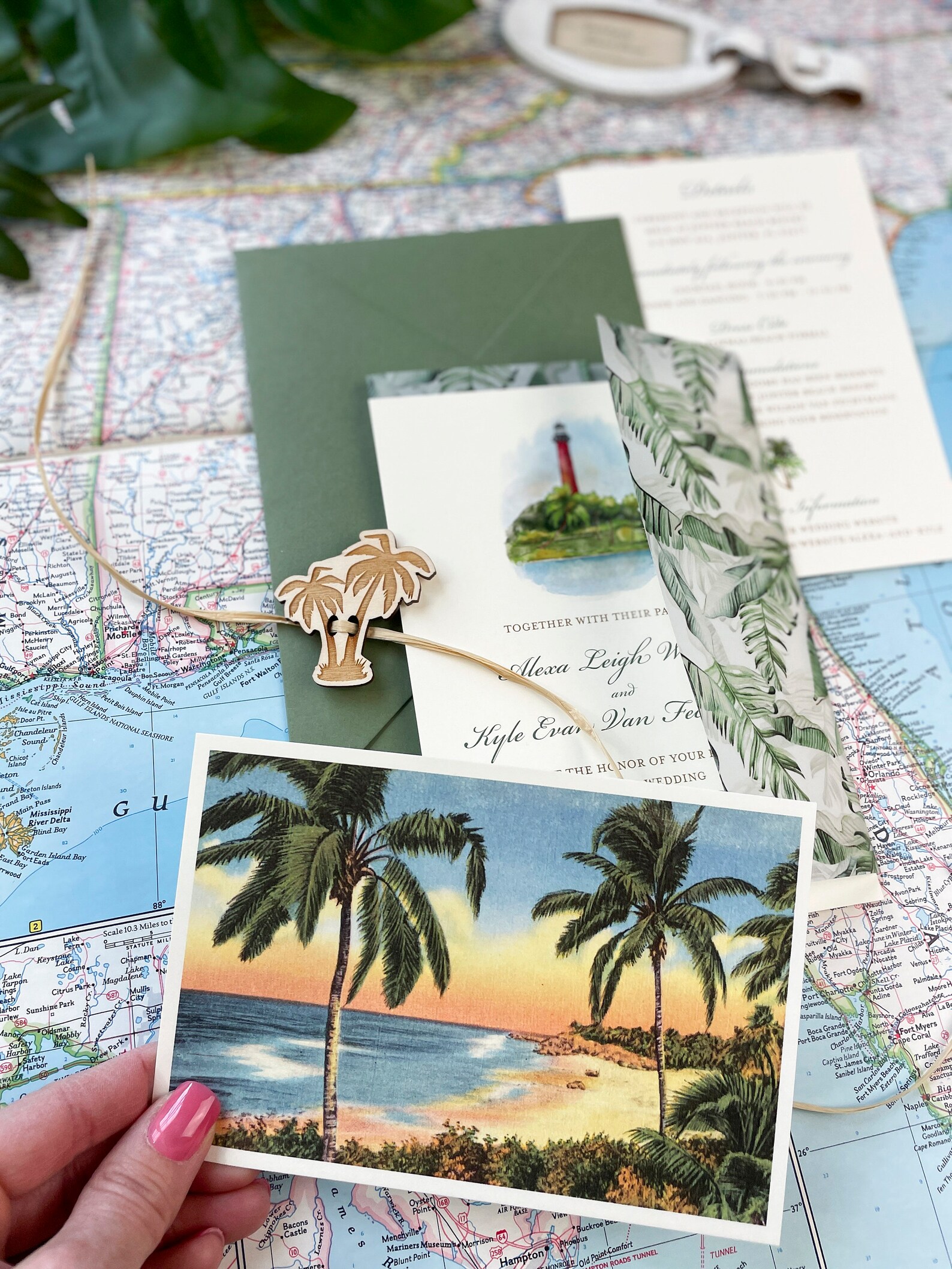 Tropical Watercolor Lighthouse Wedding Invitation (jupiter Beach ...
