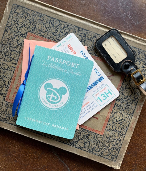 Disney Cruise Passport Wedding Invitation Bahamas Castaway Etsy