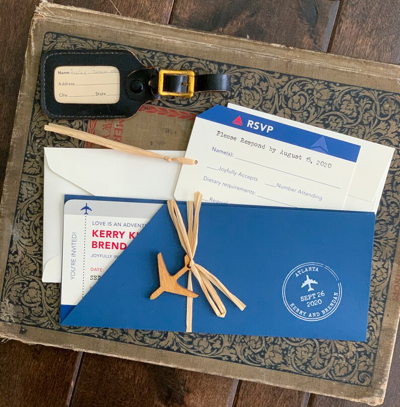 Retro Delta Airline Boarding Pass Wedding Invitation florida - Etsy