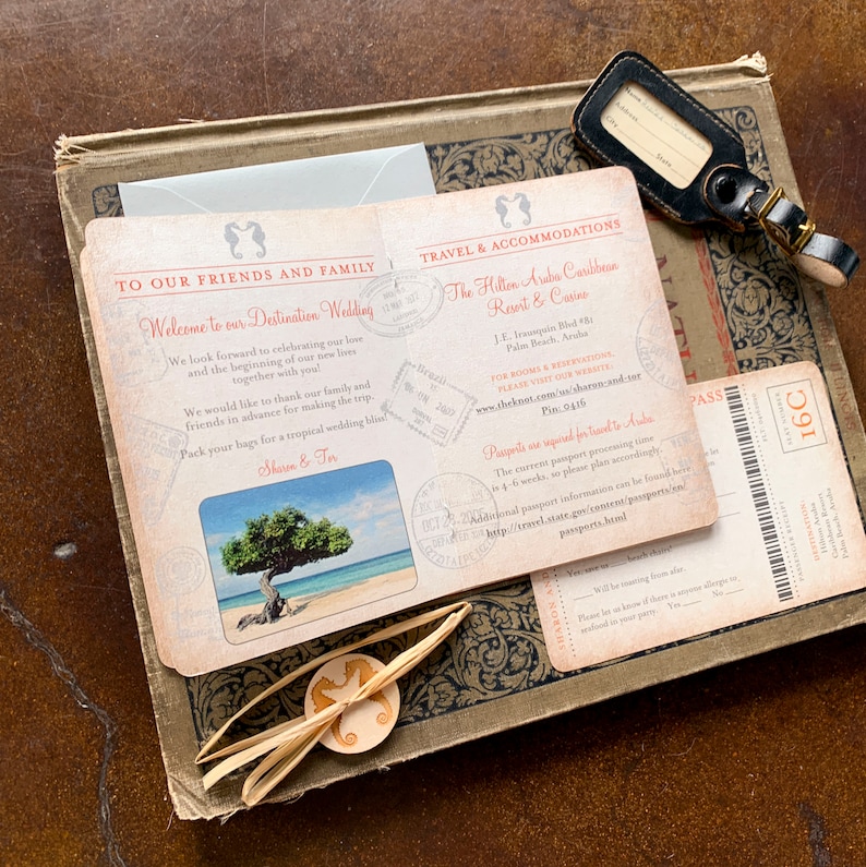 Aruba Passport Destination Wedding Invitation Divi Tree Design Fee image 4