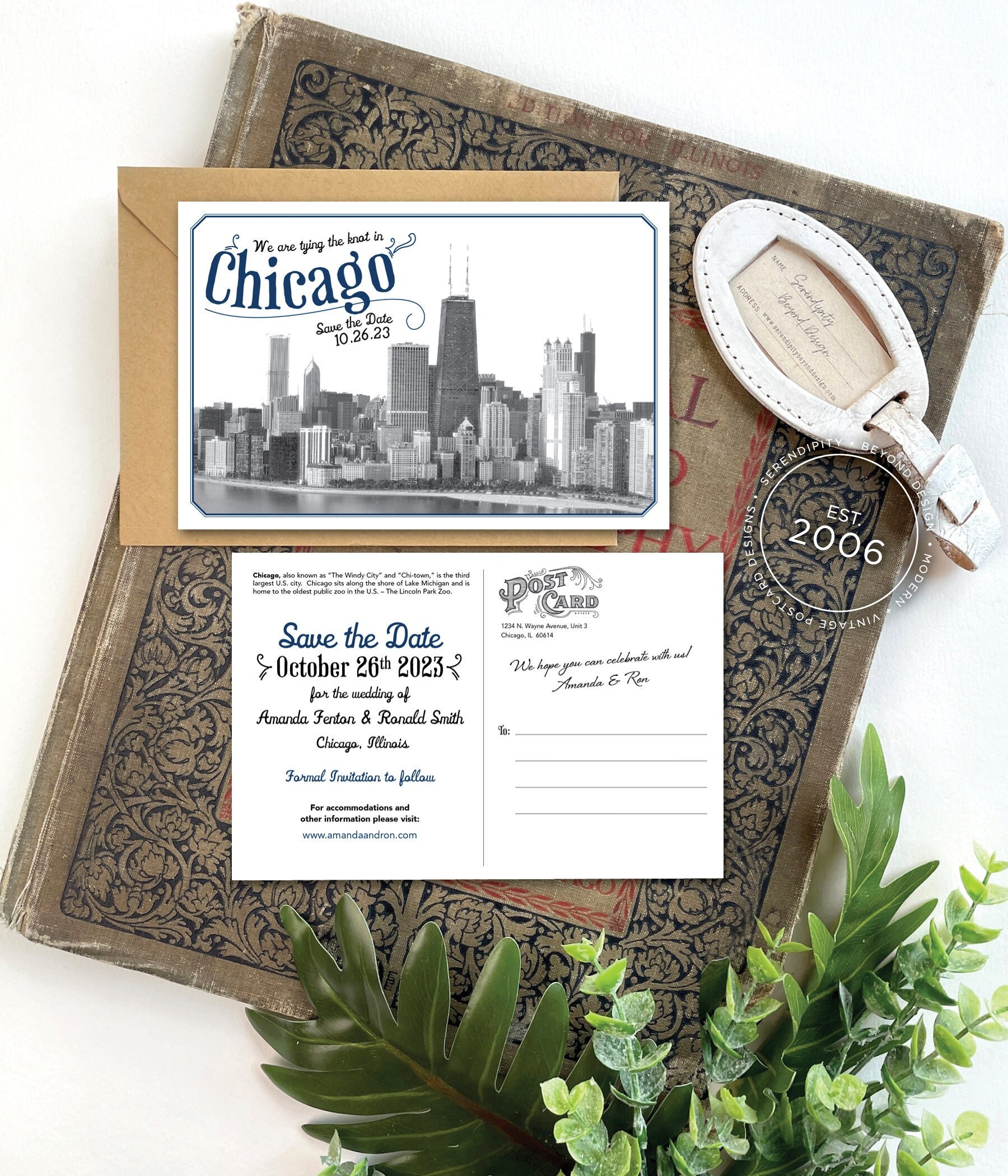Image 4 for Vintage Postcard Save The Date Template