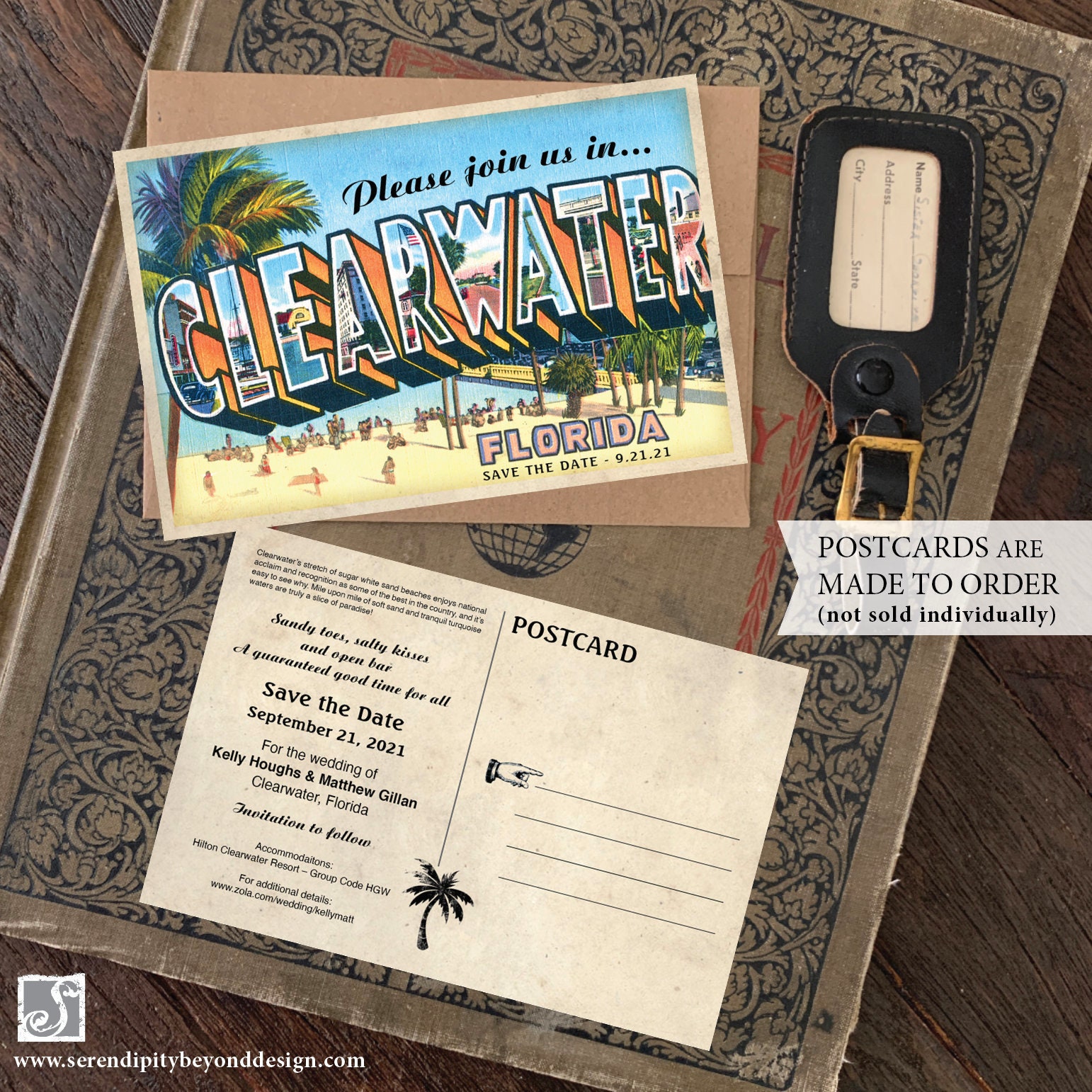 Save the Date Clearwater Florida Vintage Large Letter
