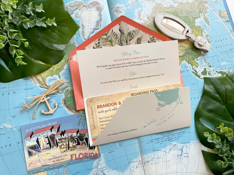 Key West Boarding Pass Wedding Invitation Hemingway House Design Fee image 2