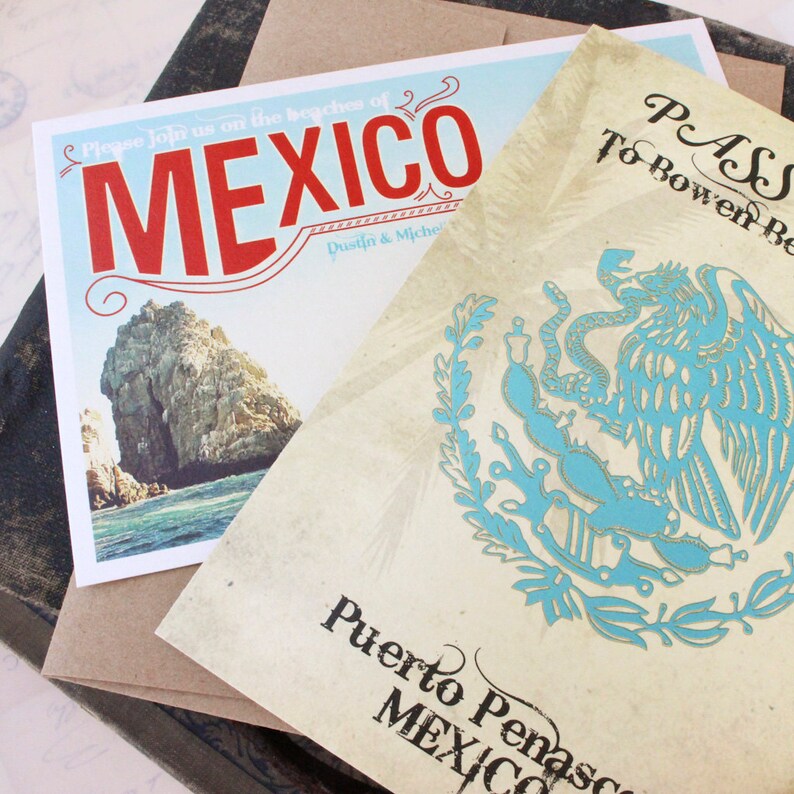 Design Fee Mexico Sugar Skull Passport Wedding Invitation