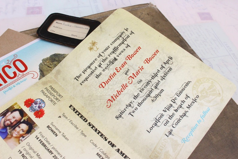 Design Fee Mexico Sugar Skull Passport Wedding Invitation