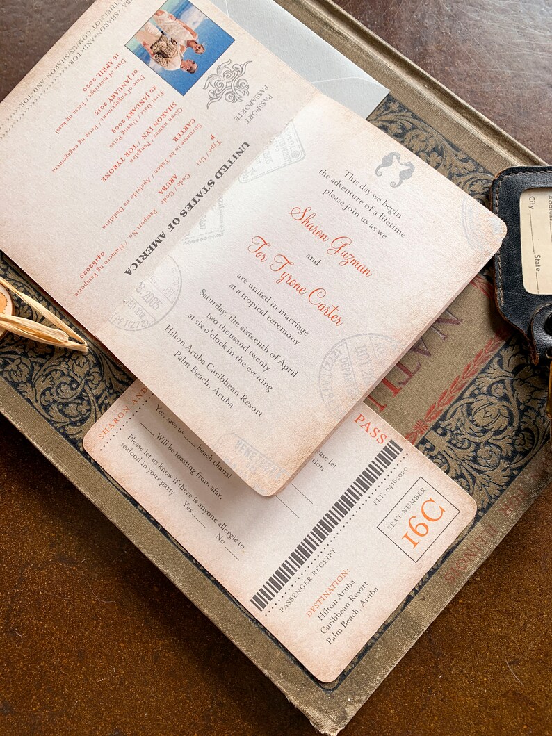 Aruba Passport Destination Wedding Invitation Divi Tree Design Fee image 3