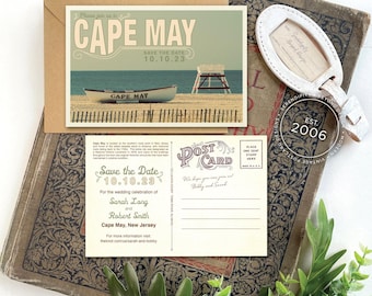 Save the Date - Cape May, New Jersey - Vintage Travel Postcard - Design Fee