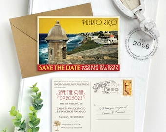 Save the Date - Puerto Rico - Vintage Poster Postcard - Design Fee