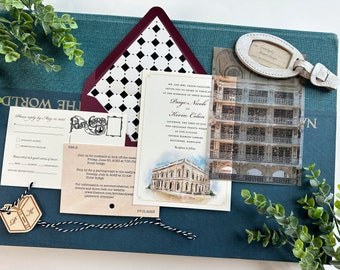 George Peabody Library Vellum Wedding Invitation (baltimore