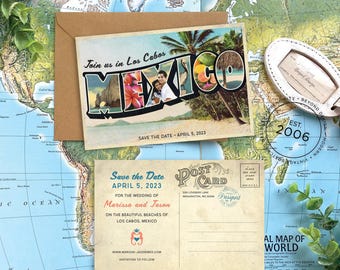 Save the Date - Mexico Vintage Large Letter Postcard (Los Cabos) - Design Fee