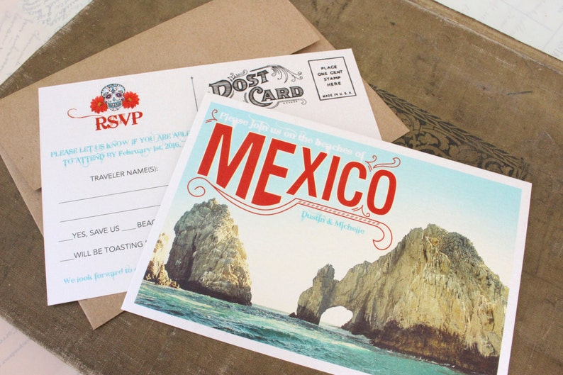 Design Fee Mexico Sugar Skull Passport Wedding Invitation