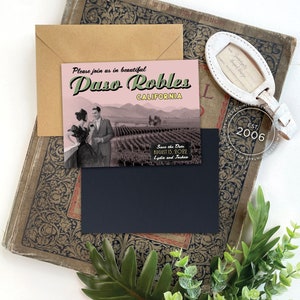 Save the Date Magnet - Paso Robles, California - Vintage Postcard Style -Design Fee