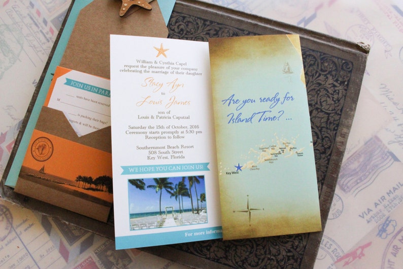Design Fee Key West, Florida Travel Brochure Wedding Invitation
