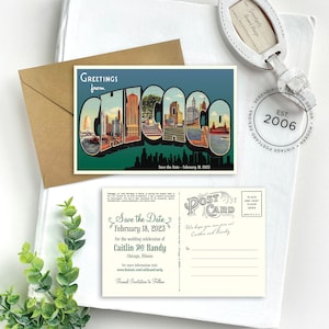 Save the Date - Chicago, Illinois -  Vintage Large Letter Postcard - Design Fee