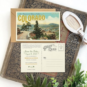 Save the Date - Golden, Colorado - Vintage Travel Postcard - Design Fee