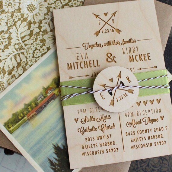 Rustic Wedding Invitation Wood Engraved Wedding Invitation ...