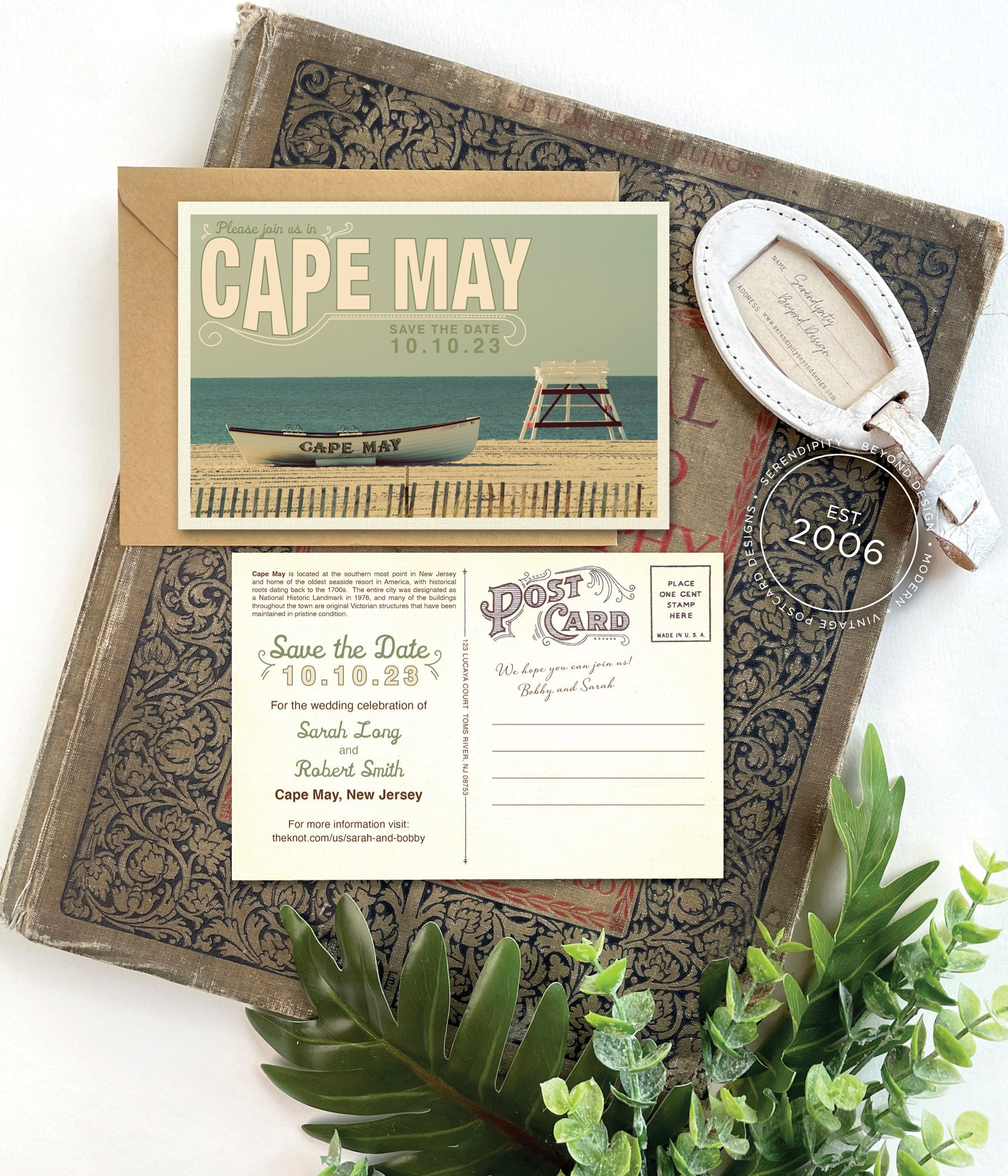 Save the Date Cape May New Jersey Vintage Travel Postcard photo