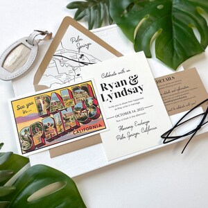 Palm Springs Vintage Postcard Wedding Invitation California Design Fee image 4