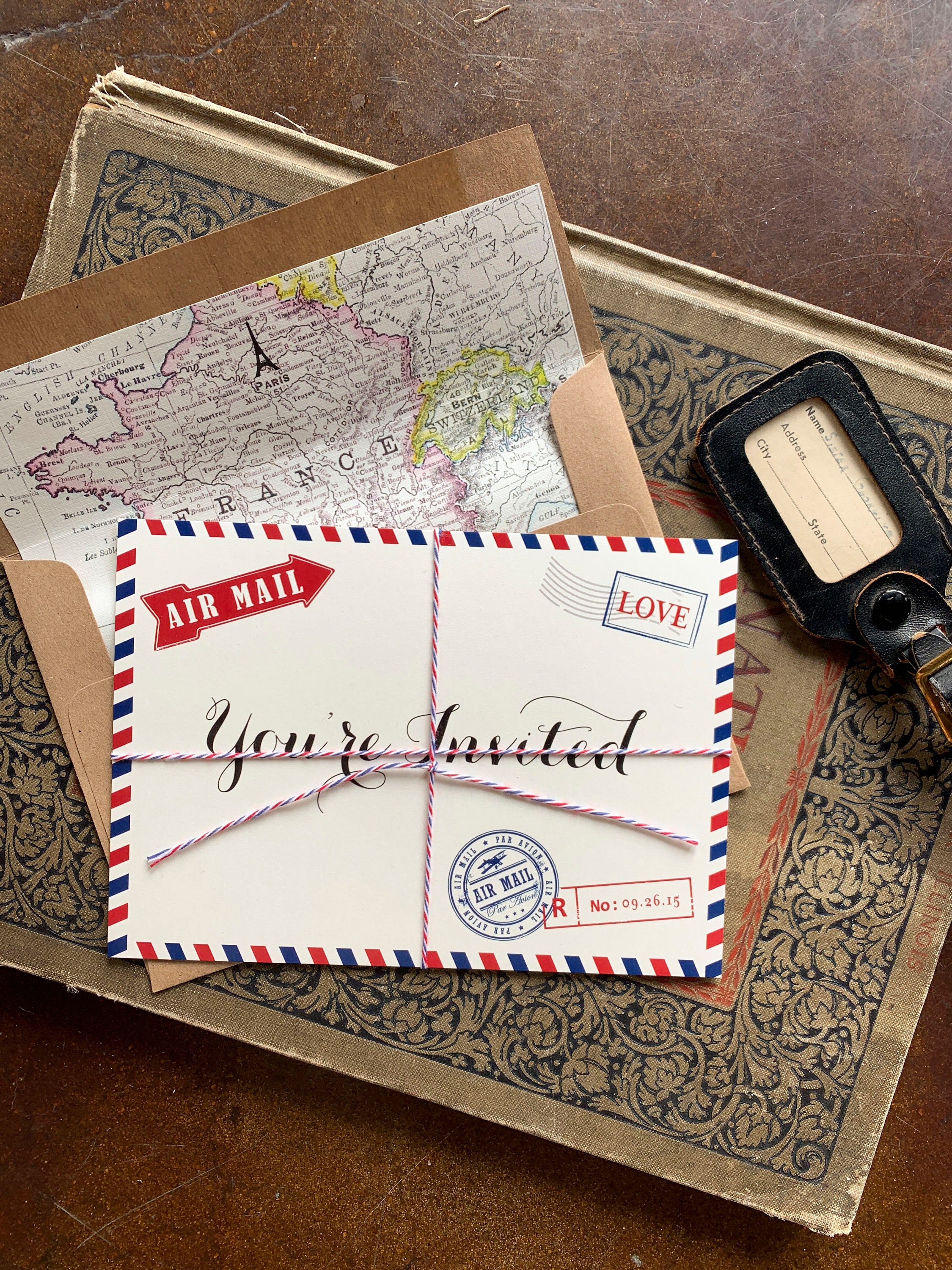 PERSONALISED VINTAGE AIRMAIL TELEGRAM WEDDING INVITATIONS PACKS OF 10 PERSONALISED VINTAGE AIRMAIL TELEGRAM WEDDING INVITATIONS PACKS OF 10