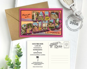 Save the Date - Palm Springs, California - Vintage Large Letter Postcard - Design Fee