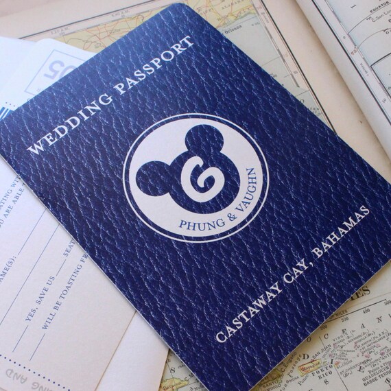 Disney Cruise Passport Wedding Invitation Navy And Silver Etsy
