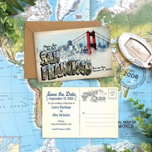 Save the Date - San Francisco, California - Vintage Large Letter Postcard - Design Fee