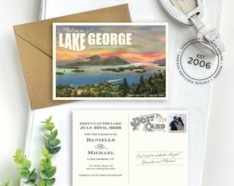 Save the Date - Lake George Sunset - Vintage Travel (New York) - Design Fee