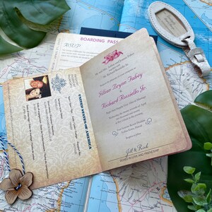 Vintage Hibiscus Passport Wedding Invitation Hawaii Design Fee image 3