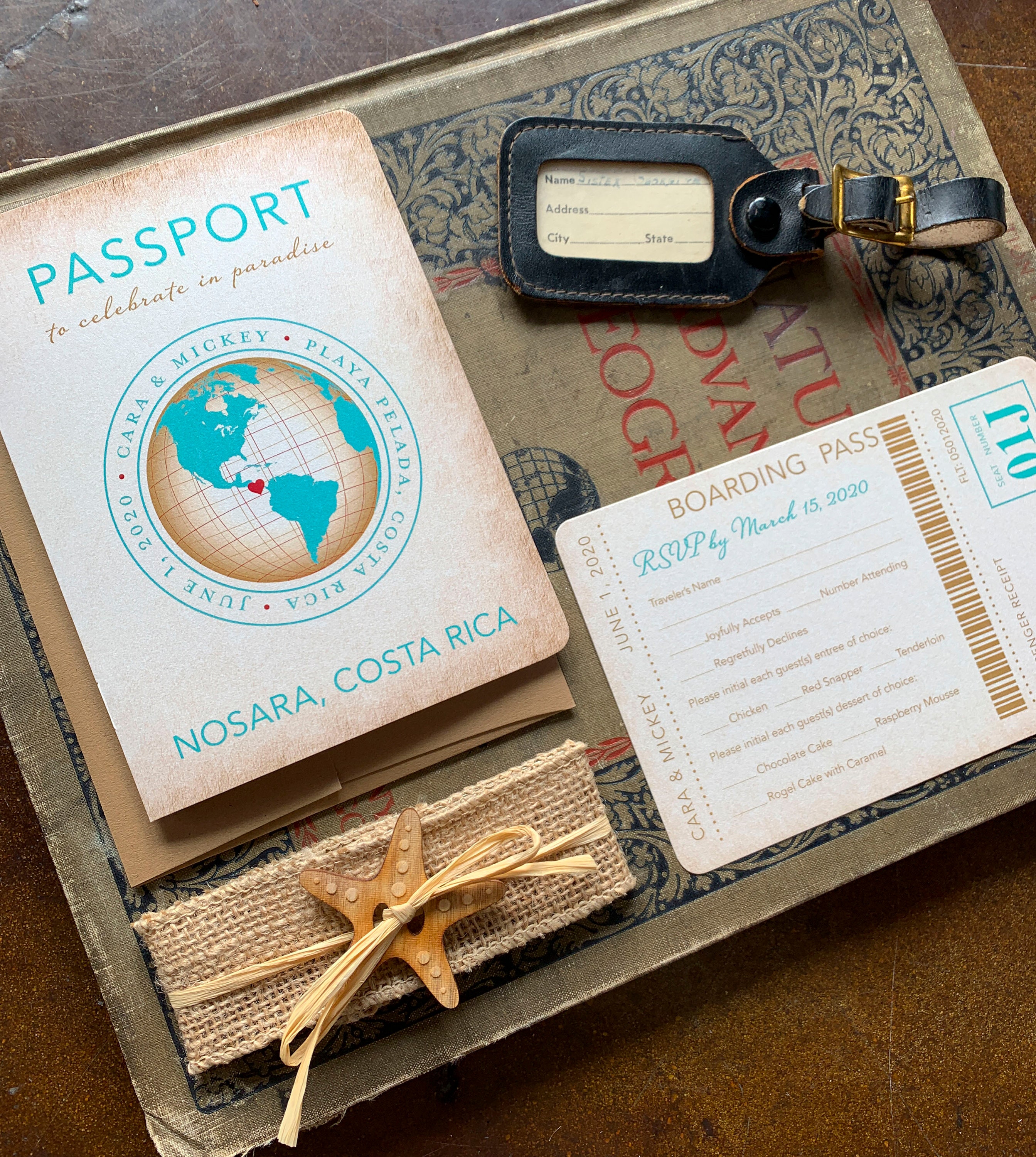 Vintage Journey of Love Passport Wedding Invitation Nosara  Etsy