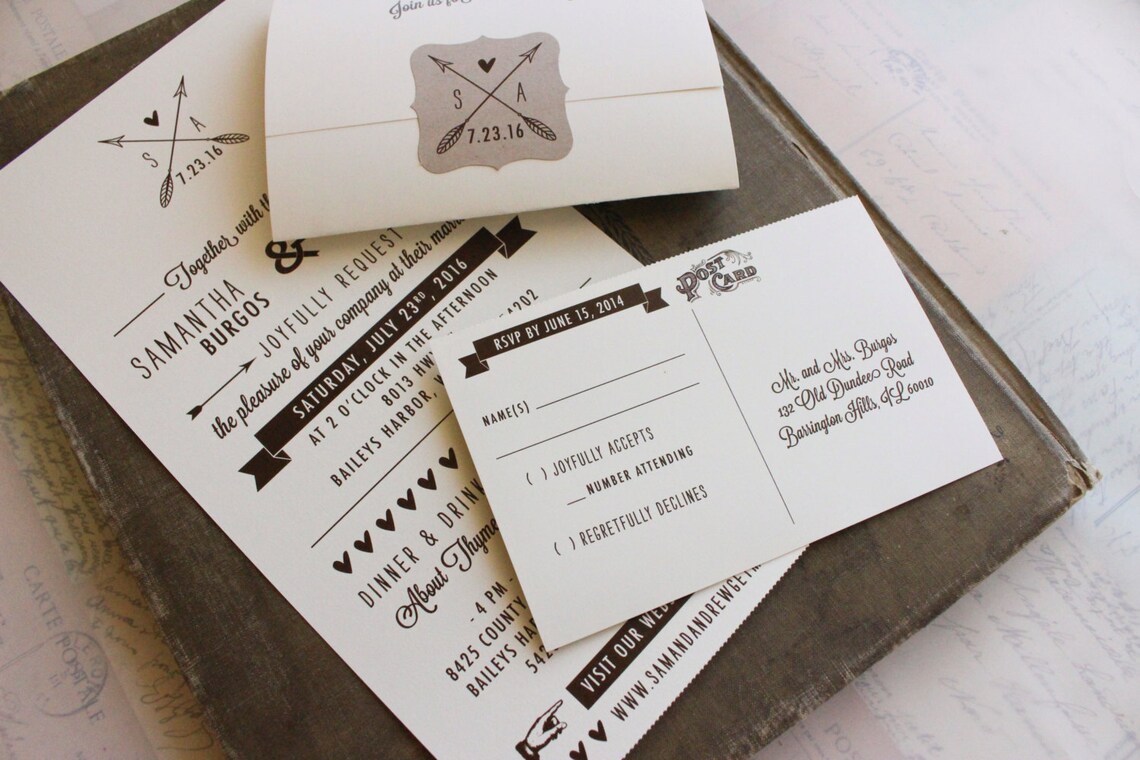 Rustic Seal and Send Wedding Invitation wisconsin Design | Etsy
