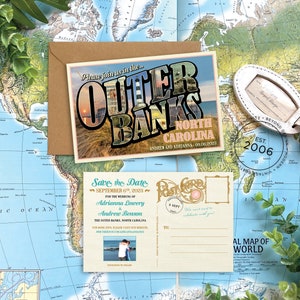 Save the Date Outer Banks Vintage Large Letter Postcard North Carolina Design Fee image 1