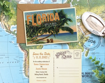 Save the Date - Florida - Vintage Travel Postcard - Design Fee